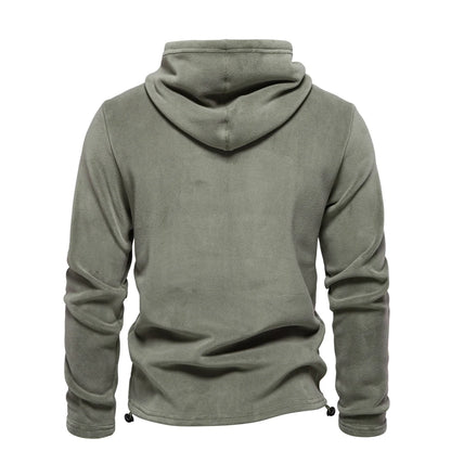 Mens Winter Solid Fleece Hoody High Quality Warm Casual Drawstring Hat Sweatshirt Soft Shell Hoodies for Men
