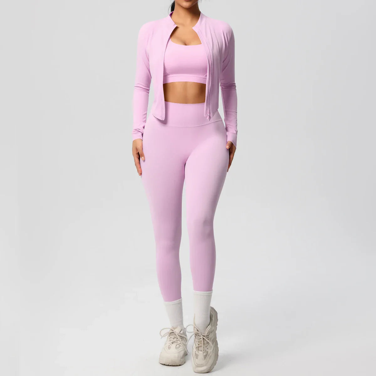 3pcs Sportswear Yoga Set Gym Sports Bra Zipper Jacket Leggings Clothes Sportswear Yoga Suits For Women Fitness Set Tracksuit