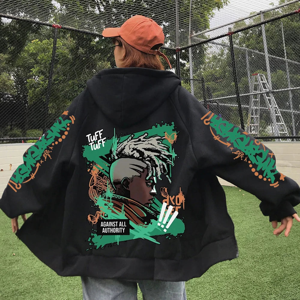 2025 Anime Arcane Vi Zipper Hoodie Harajuku Pullover Tops Long Sleeve Loose Casual Sweatshirts