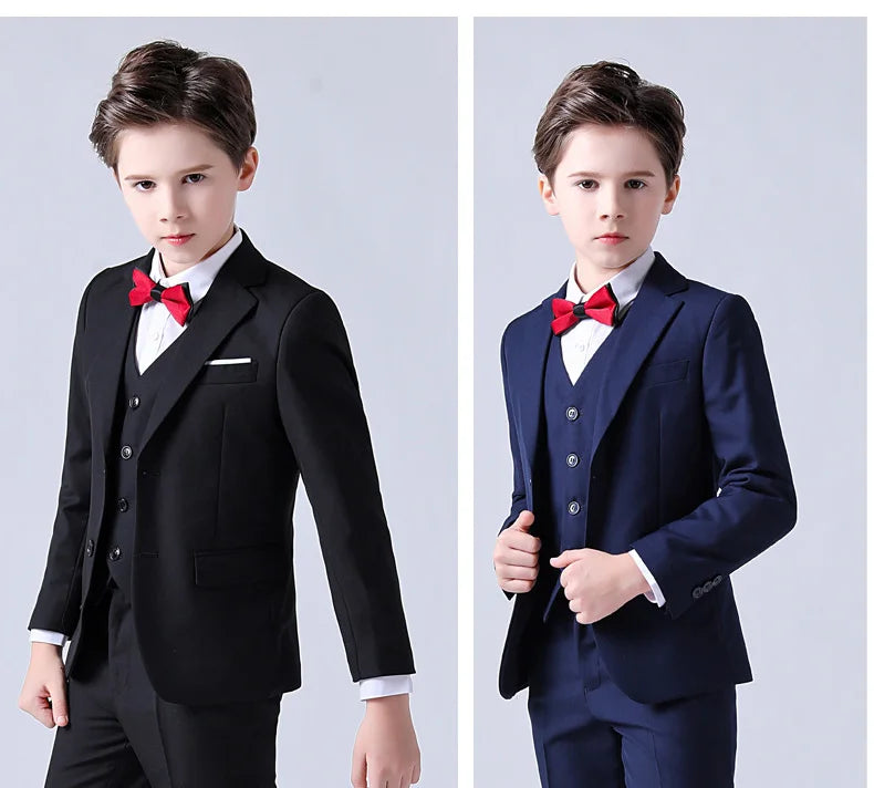 1-14 Years Children Boy Wedding Suit Black Nave Blue Elegant Suits For Children Boys Suits Outfits Set Teenager Kids Suits