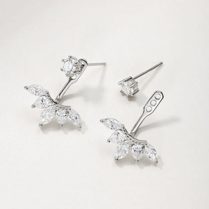 2 in 1 Pear Marquise Cut Moissanite Stud Earrings for Women S925 Silver Full Lab Diamond Dainty Pierced Ear Fine Jewelry