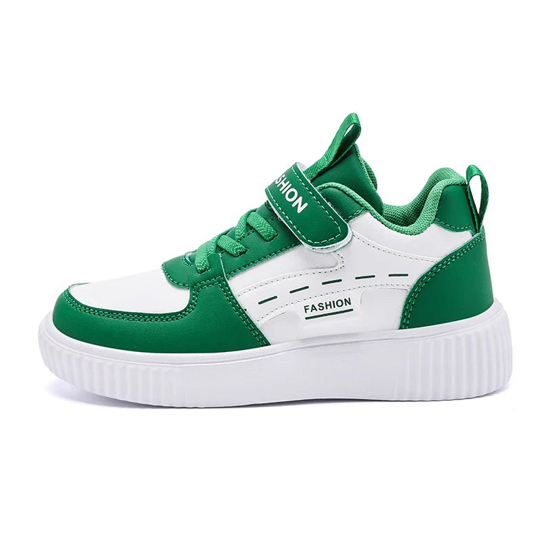 Kids PU Leather Sneakers Casual Basketball Shoes for Boys Trendy Sports Trainers Breathable Non-slip Children Footwear