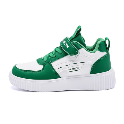 Kids PU Leather Sneakers Casual Basketball Shoes for Boys Trendy Sports Trainers Breathable Non-slip Children Footwear