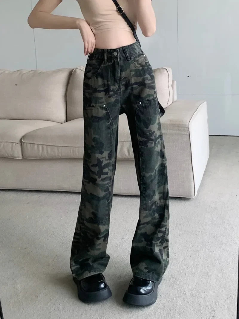 Calça Jeans Camuflada Vintage Feminina