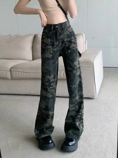 Calça Jeans Camuflada Vintage Feminina