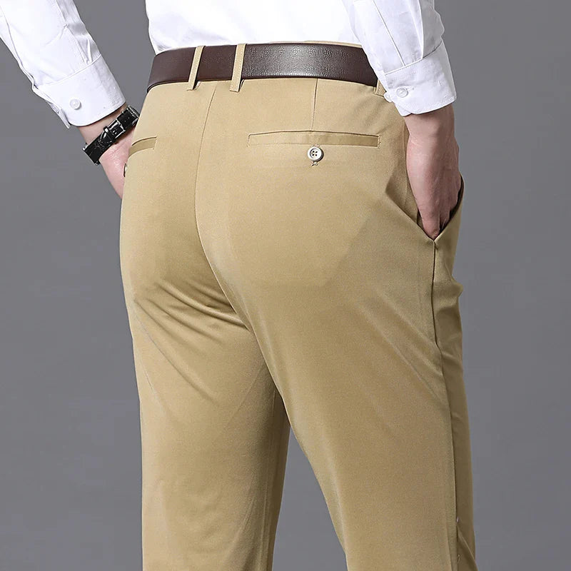 Men's Business Casual Pants Spring Summer Elastic Trousers Office Suit Pant Quick Dry Formal Stretch Pant Breathable Comfortable