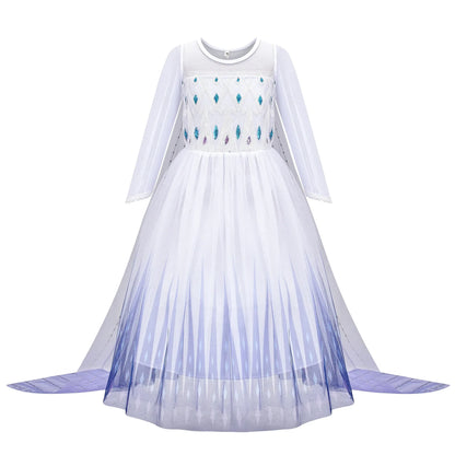 Girls Frozen 2 Elsa Anna Princess Mesh Sequin Clothes Kids Cosplay Snow Queen Costumes Carnival Birthday Party Elsa Gowns