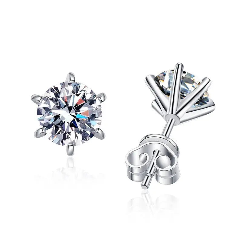 0.3-2ct GRA Moissanite Stud Earrings for Women Colorless Sparkling Wedding Ear Studs 100% S925 Sterling Silver Jewelry