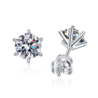 0.3-2ct GRA Moissanite Stud Earrings for Women Colorless Sparkling Wedding Ear Studs 100% S925 Sterling Silver Jewelry