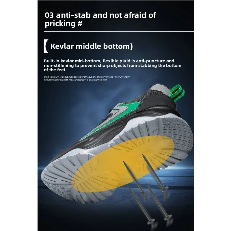 Men's Labor Protection Shoes Anti-Smashing Anti-Piercing Lightweight Breathable Wear-Resistant Safe Work Shoes