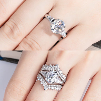 3.8cttw Oval Cut D Color Moissanite Diamond Engagement  925 Sterling Silver Rings For Women  Jewelry Wholesale