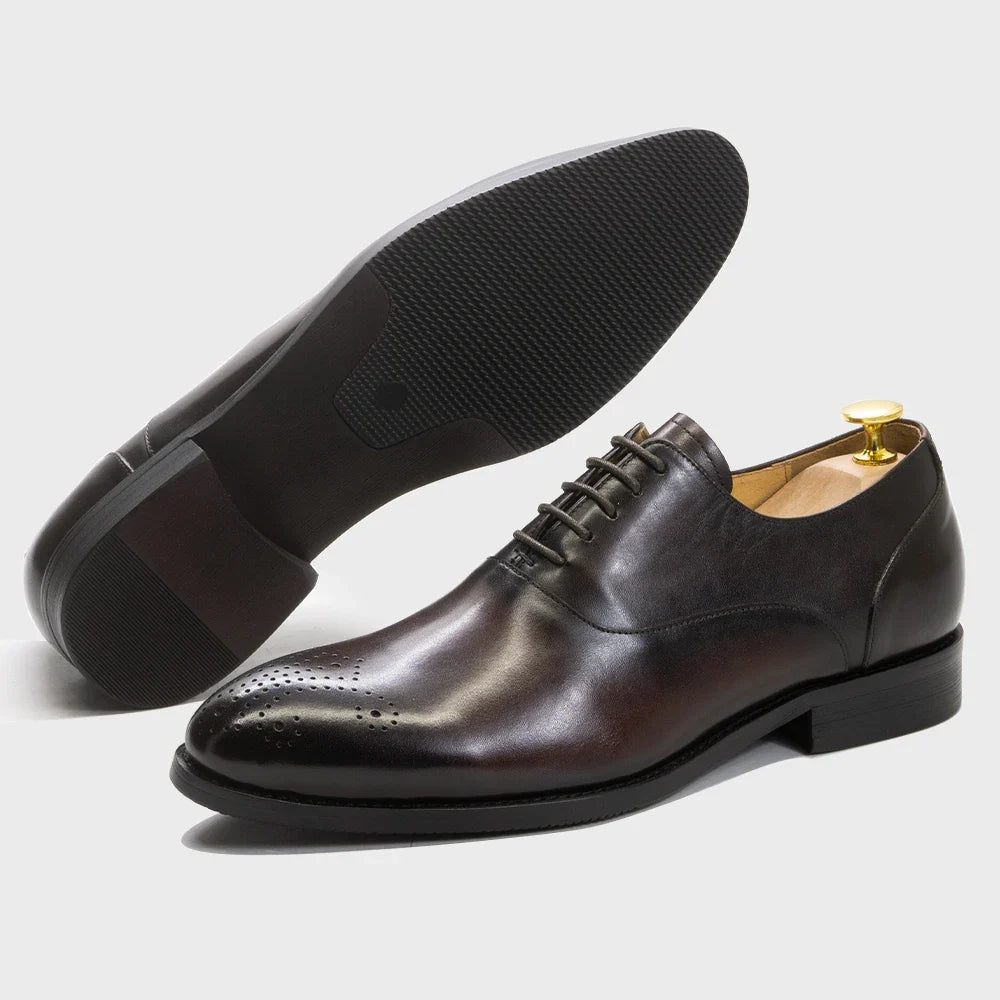 Men's Classic Italian Style Genuine Leather Oxfords Dress Shoes Lace-Up Black/Brown Business Office Wedding Formal Footwear