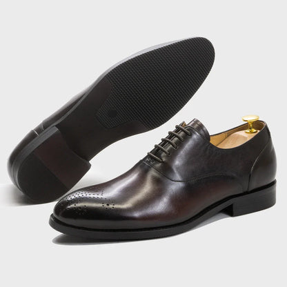 Men's Classic Italian Style Genuine Leather Oxfords Dress Shoes Lace-Up Black/Brown Business Office Wedding Formal Footwear