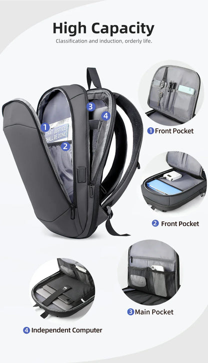 Business Backpack for Men 17 Inch Laptop Backpack with USB Port Slim Expandable Waterproof Travel Bag Large Work Computer Bag