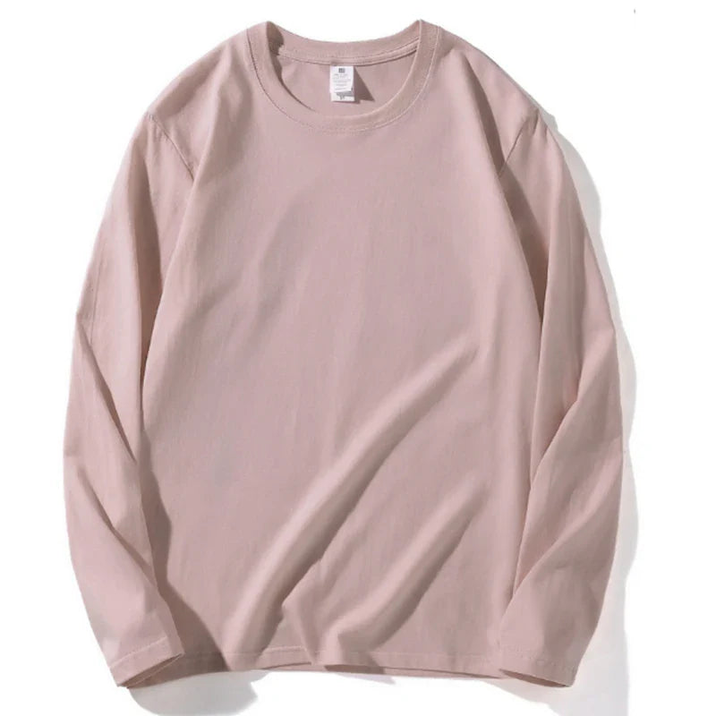 2026 Autumn Women Leisure Cotton Daily Long Sleeve Tops Lady Versatile Round Neck Baggy Clothes Female Concise Solid T-shirts