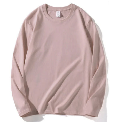 2026 Autumn Women Leisure Cotton Daily Long Sleeve Tops Lady Versatile Round Neck Baggy Clothes Female Concise Solid T-shirts