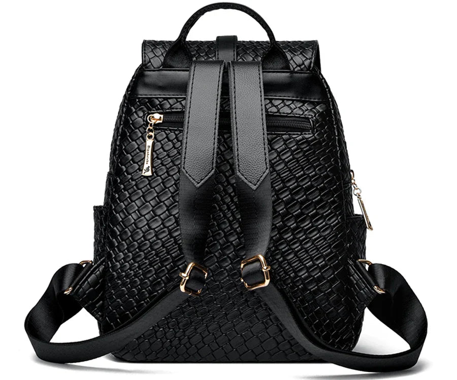 Luxury Women Leather Backpacks for Girls Sac A Dos Casual Daypack Black Vintage Backpack School Bags for Girls Mochila Rucksack