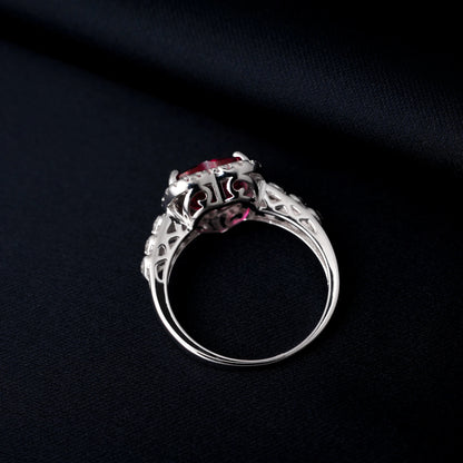 Heart Love 2.5ct Created Red Ruby 925 Sterling Silver Ring for Women Gemstone Daily Jewelry valentines day gift