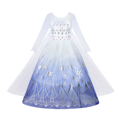 Girls Frozen 2 Elsa Anna Princess Mesh Sequin Clothes Kids Cosplay Snow Queen Costumes Carnival Birthday Party Elsa Gowns