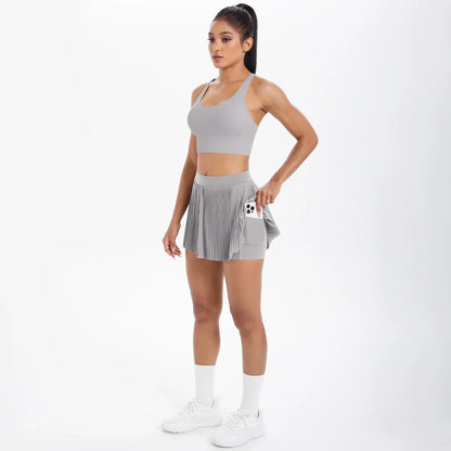 2pcs New Sexy Yoga Set Backless Cross Straps Sports Bra Fashion Breathable Culotte Yoga Shorts With Pocket Gym Women Sports Set