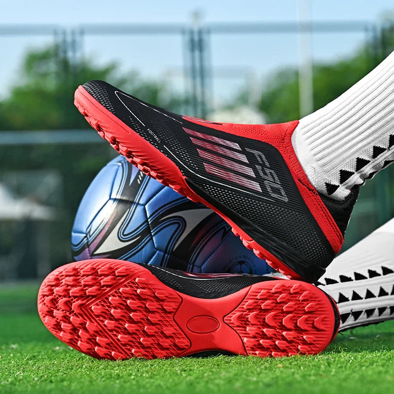 2555 High Quality Mens Soccer Shoes SLIP-ON Non-Slip Turf Soccer Cleats Boys TF/FG Training Football Boots Chuteira Campo F50