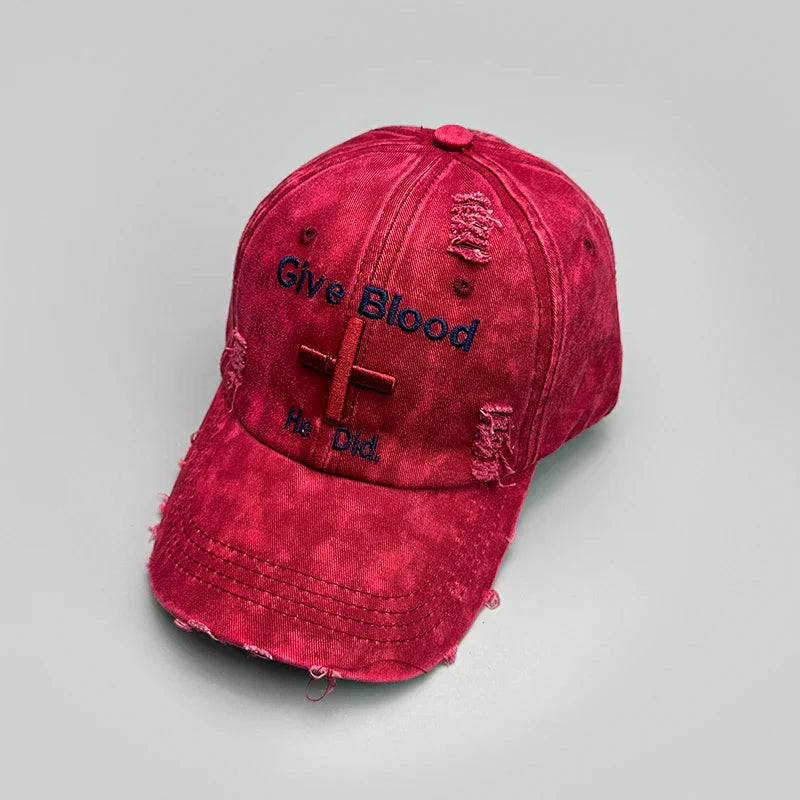 New Unisex Letter Tie-dye Embroidery American Vintage Baseball Hats Versatile Fashion ins Broken Breathable Casual Peaked Caps