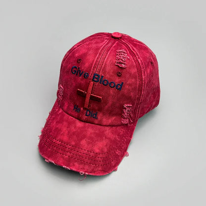New Unisex Letter Tie-dye Embroidery American Vintage Baseball Hats Versatile Fashion ins Broken Breathable Casual Peaked Caps
