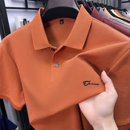 cotton100% hot sale men's new short sleeve polo shirt summer lapel letter printing ventilate t-shirt business classic mans wear