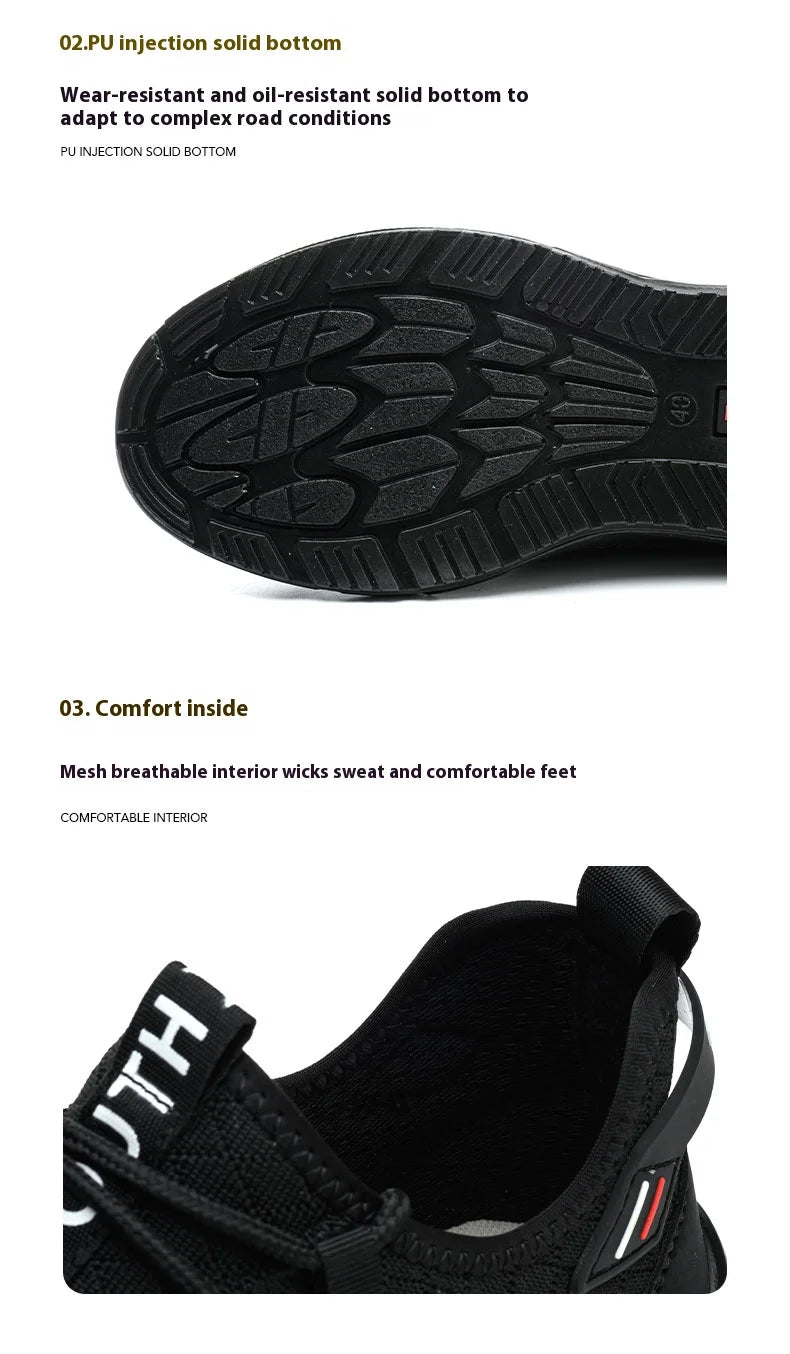 Light Breathable Sneaker Safety Shoes Steel Toe Shoes for Men Anti-slip Anti-impact Anti-puncture Outdoor Work Security Shoes