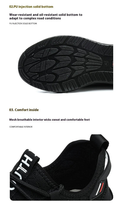 Light Breathable Sneaker Safety Shoes Steel Toe Shoes for Men Anti-slip Anti-impact Anti-puncture Outdoor Work Security Shoes
