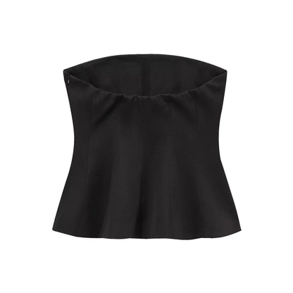 2026 Spring Summer Butter Yellow Sexy Women Tops Fashion Solid Strapless Short Tops Chic Streetwear Ladies Tops