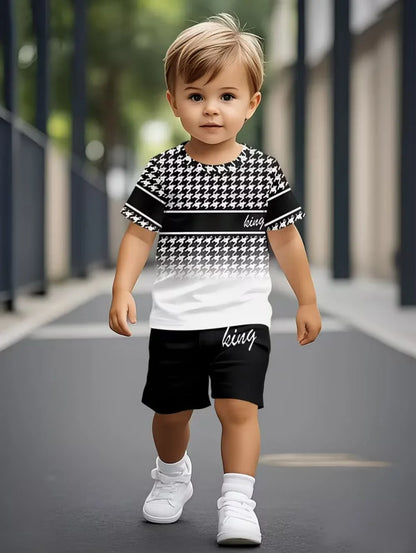 Boys Loose Casual Sets Summer Teen Gradient T-Shirts Shorts 2PCS Big Kids Sport Short Sleeve Clothes Suits Children Print Outfit