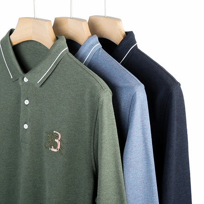100Cotton High-End Quality Men's Polo Shirt Exquisite Horse Embroid Long Sleeve Fashion Lapel T-Shirt Business Trend Menswear