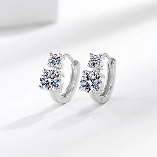 Trendy 1.2CTTW D VVS1 Moissanite Hoop Earrings for Women 18K Plated Wedding 100% S925 Silver Jewelry Dainty Birthday Gift
