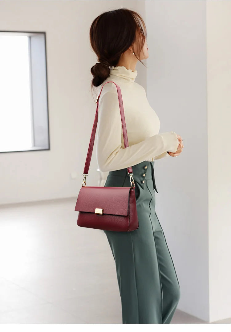 2025 New Trend Fashion Message Geniune Leather Girls Crossbody Women Shoulder Bags Big Size Capacity Multifunction Shopping Lady