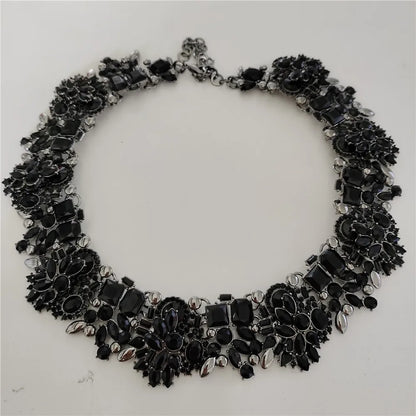 2025 New Fashion Crystal Rhinestones Large Collar Choker Necklace Earrings Women Jewelry Sets Indian Statement Wedding Necklace