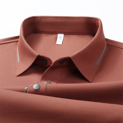 Men's Seamless Knit Polo Shirt - Summer Short Sleeve, Stretch Polyamide Spandex Blend Business Casual T-shirt