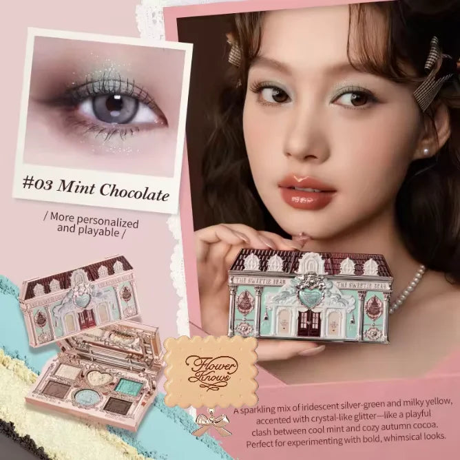 Bunny Garden Collection 6-Color Makeup Eyeshadow Contour Palette Eye Brush Puff Set Eye Glitter Korean Makeup Kit