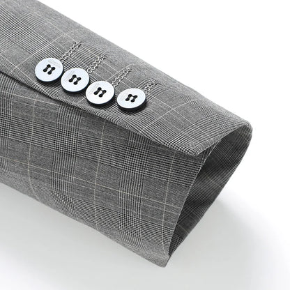 Suits (blazer+ Pants) Men Fashion Business Casual Solid Color Korean Version Slim-fit Plaid Gentleman Wedding Work S-5XL