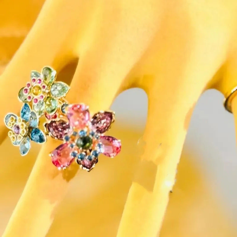 New necklaces for women's flower bracelets light luxury versatile high-end earrings niche design jewelry set