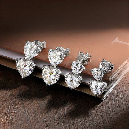 Heart Cut Moissanite Drop Earrings for Women GRA Certified Lab Gemstone s925 Sterling Silver Plated White Gold Earring