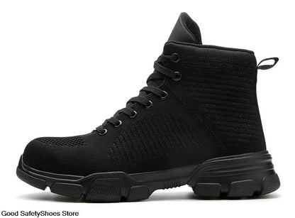 Fashion Safety Boots Men Steel Toe Work Shoes High Top Safety Work Boots Male Anti-smash Construction Protective Footwear