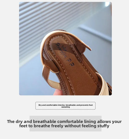 2026 Summer New Children's Princess Foreign Soft Sole Casual Anti-slippery Sole Toddler Toe Capped Beach Flats Elegant Shoes