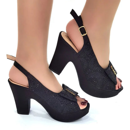 Designer Black Heels Women Sandals Summer 2022 Platform High Heel Fashion Floral Rhinestone Wedding Party Women Shoes