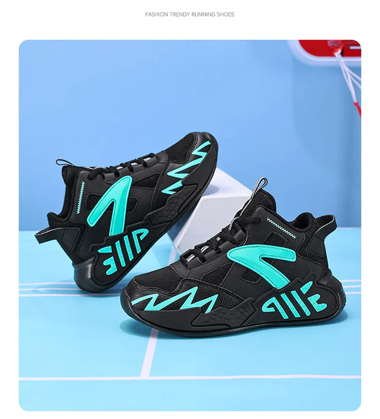 A pair of children's four-season mesh high-top basketball shoes, wear-resistant basketball shoes, sizes 33-40，HL-999