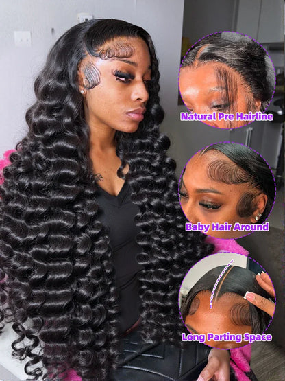 Loose Wave 13x6 HD Lace Frontal Wigs Loose Waves Wig Human Hair Brazilian Loose Deep Wave Curly Wigs Human Hair For Women
