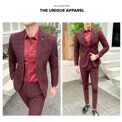 Men's Slim Fit Business Suit High Quality Boutique Fashion Two-Piece Set Handsome Trend Banquet Four Seasons Trousers Included