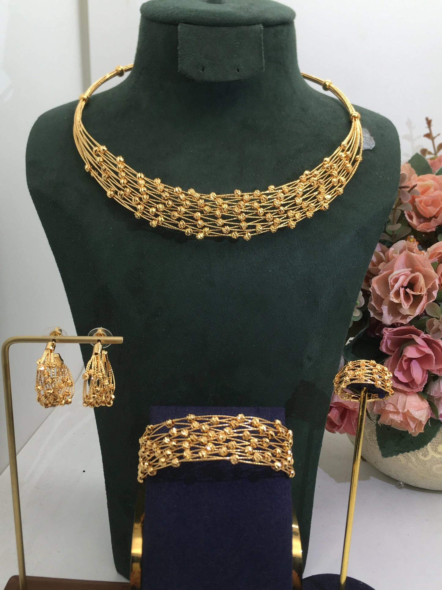 Trendy Fashion 4PCS Luxury Waterdrop Indian Jewelry Sets For Women Wedding Party Indian Dubai Bridal jewelry Sets