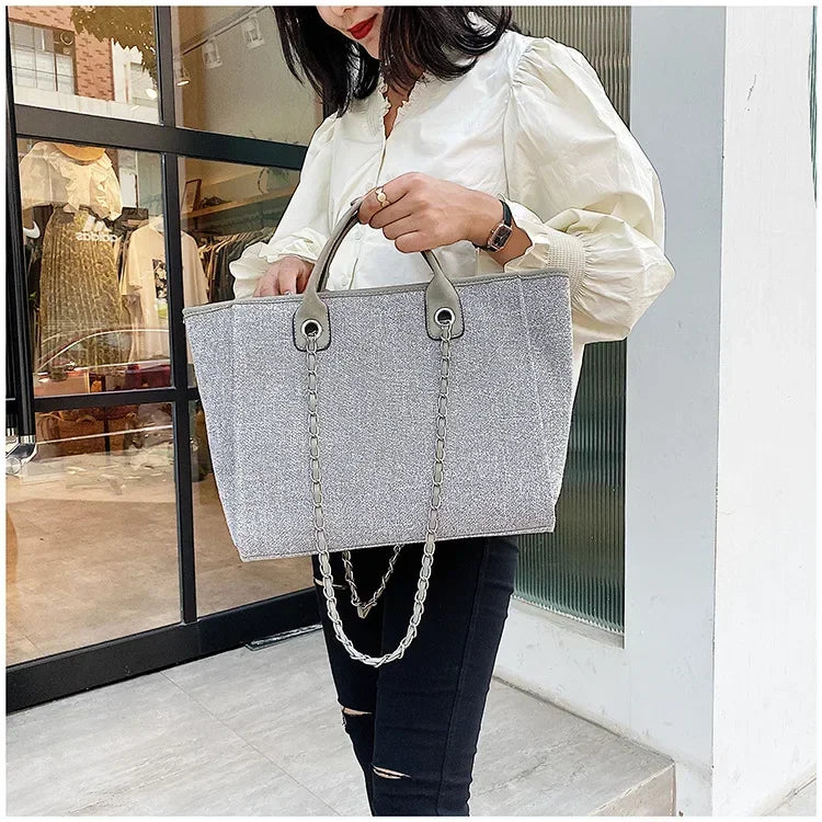 Fashion Make Up Designer Big Women's 2025 New Korean Fashion Casual Large Capacity Shoulder Crossbody Chain Tote Bag