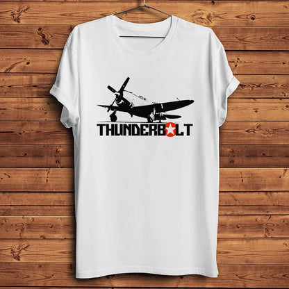 Retro USA Flag P-47 Thunderbolt Aircraft Unisex Tshirt,New White Casual Short Sleeve Tee,Warbird P47 T Shirt Men